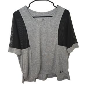Nike Dri-Fit Breathe Training Short Sleeve Mesh Top Carbon Small